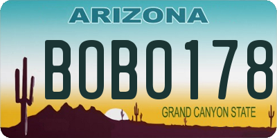 AZ license plate BOB0178