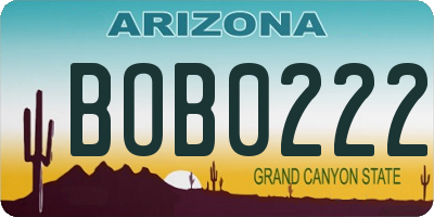 AZ license plate BOB0222