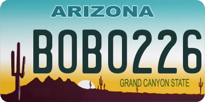 AZ license plate BOB0226