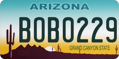 AZ license plate BOB0229