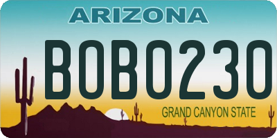 AZ license plate BOB0230