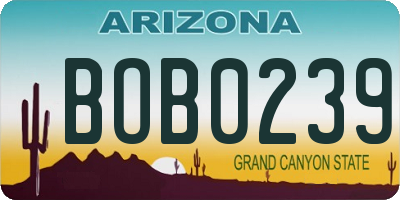AZ license plate BOB0239