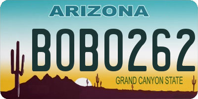 AZ license plate BOB0262