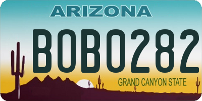 AZ license plate BOB0282