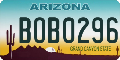 AZ license plate BOB0296