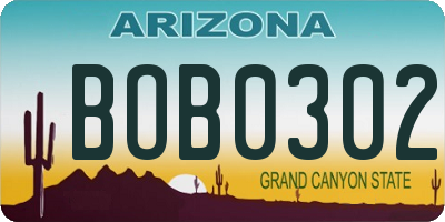 AZ license plate BOB0302