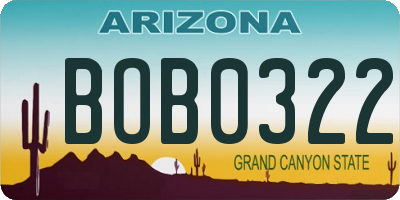 AZ license plate BOB0322