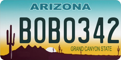 AZ license plate BOB0342