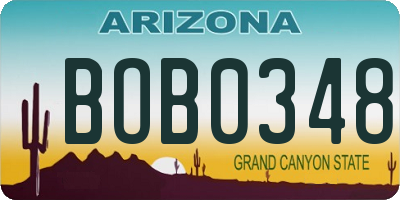 AZ license plate BOB0348