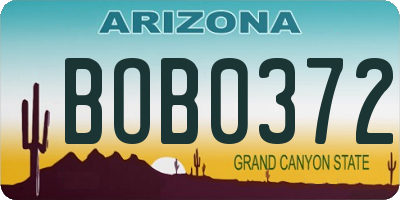 AZ license plate BOB0372
