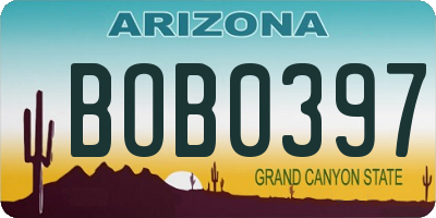 AZ license plate BOB0397