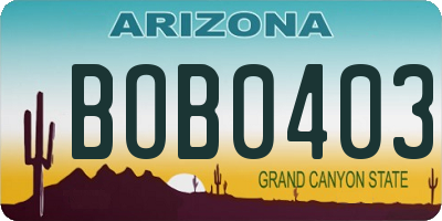 AZ license plate BOB0403