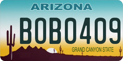 AZ license plate BOB0409