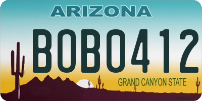 AZ license plate BOB0412