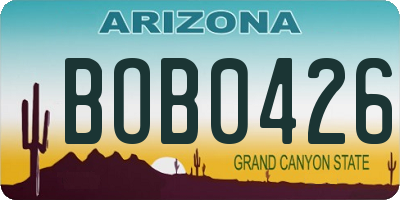 AZ license plate BOB0426