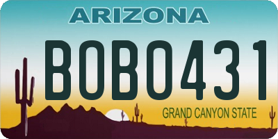 AZ license plate BOB0431
