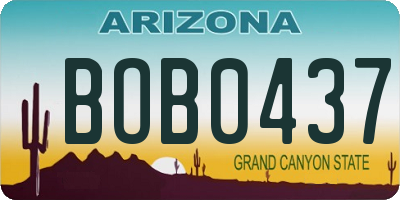 AZ license plate BOB0437