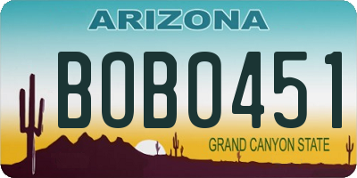 AZ license plate BOB0451