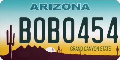 AZ license plate BOB0454