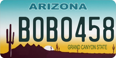 AZ license plate BOB0458