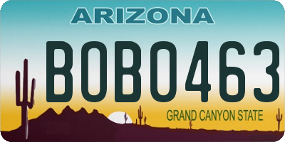 AZ license plate BOB0463