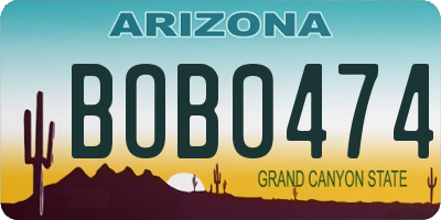 AZ license plate BOB0474