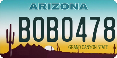 AZ license plate BOB0478