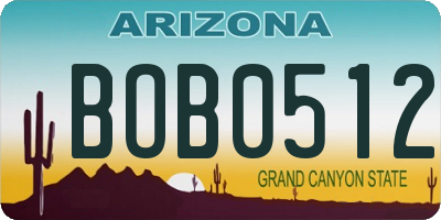 AZ license plate BOB0512
