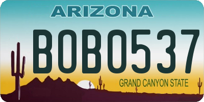 AZ license plate BOB0537