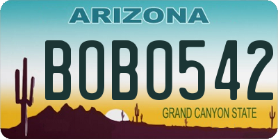 AZ license plate BOB0542