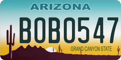 AZ license plate BOB0547