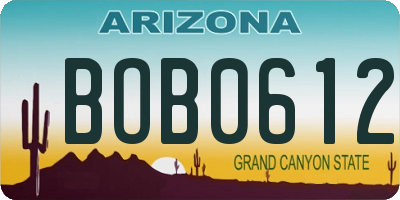 AZ license plate BOB0612