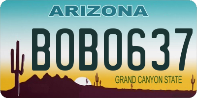 AZ license plate BOB0637