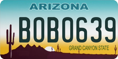 AZ license plate BOB0639