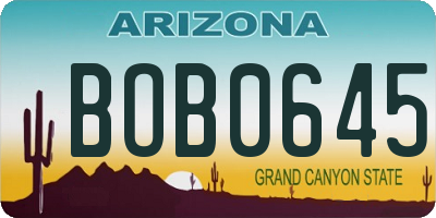 AZ license plate BOB0645