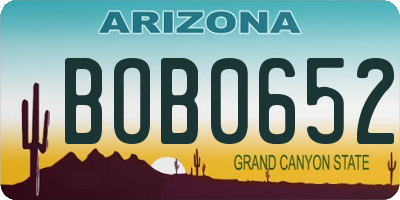 AZ license plate BOB0652