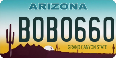 AZ license plate BOB0660