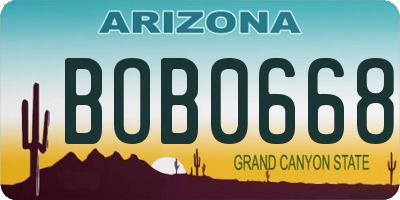 AZ license plate BOB0668