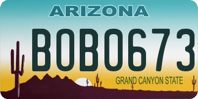AZ license plate BOB0673