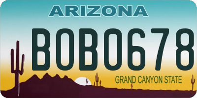 AZ license plate BOB0678