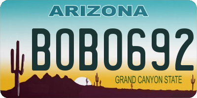 AZ license plate BOB0692