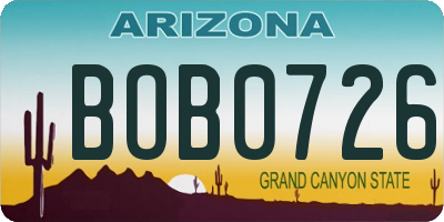 AZ license plate BOB0726