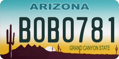 AZ license plate BOB0781
