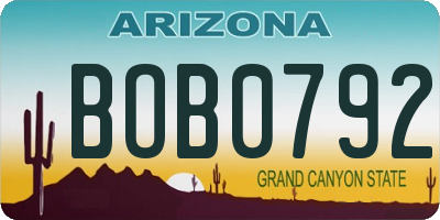 AZ license plate BOB0792