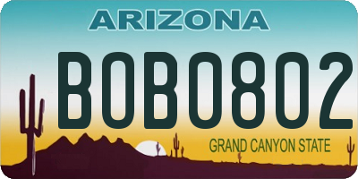 AZ license plate BOB0802
