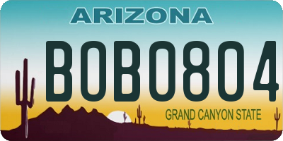 AZ license plate BOB0804