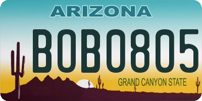 AZ license plate BOB0805