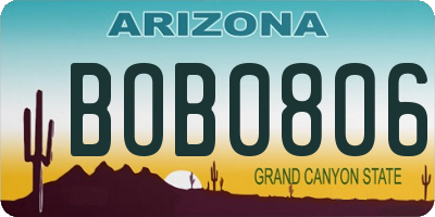 AZ license plate BOB0806
