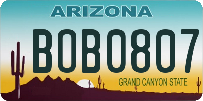 AZ license plate BOB0807
