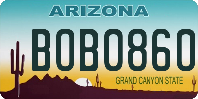 AZ license plate BOB0860